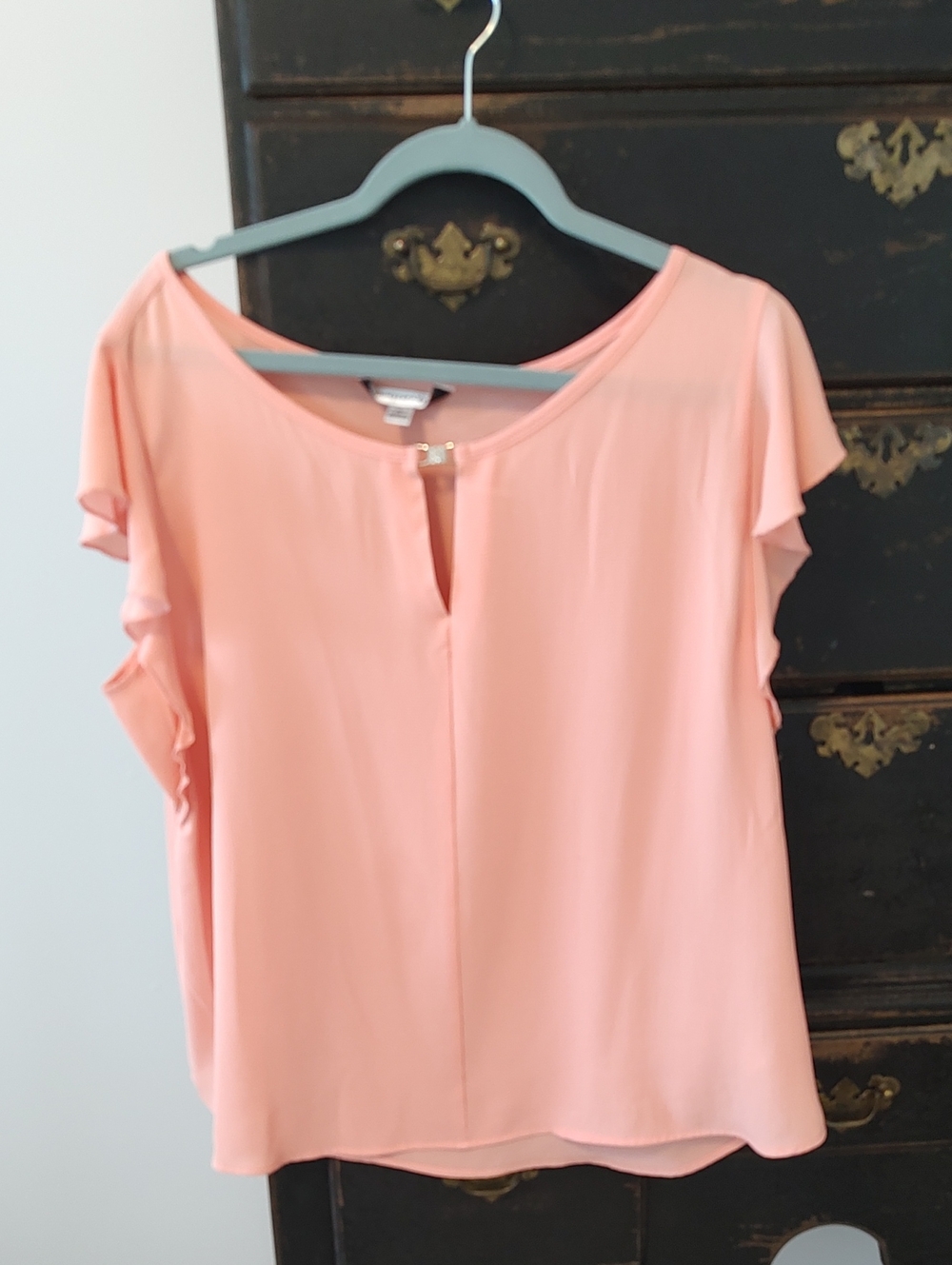 Counterparts Peach Short Sleeve Keyhole Blouse